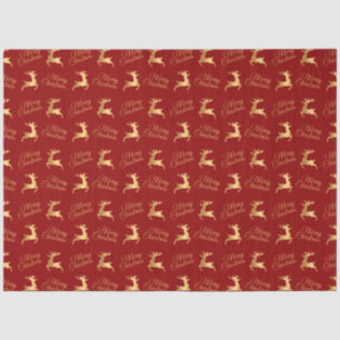 Red and Gold Merry Christmas Word Art Tissue Paper
