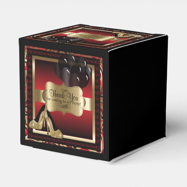 Red and Gold Metallic - 00th Birthday  | DIY Text Favour Box (Back Side)