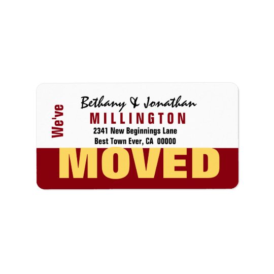 Red and Gold Modern Simple We've Moved V04 Address Label