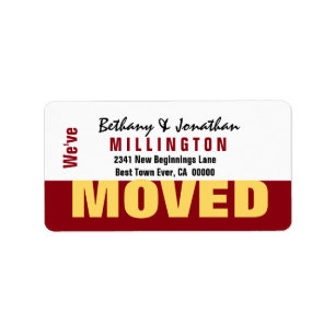 Red and Gold Modern Simple We've Moved V04 Label