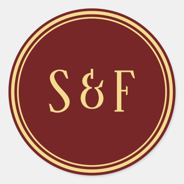 Red and Gold Monogram Envelope Seal (Front)