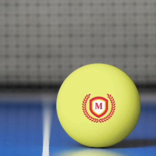 Red and Gold Monogram Logo Crest Ping Pong Ball