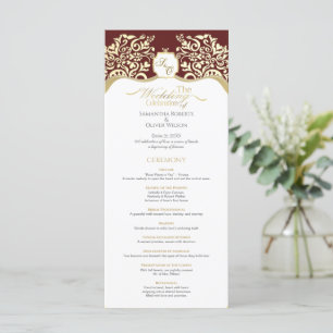  Red and Gold Monogram Wedding Program
