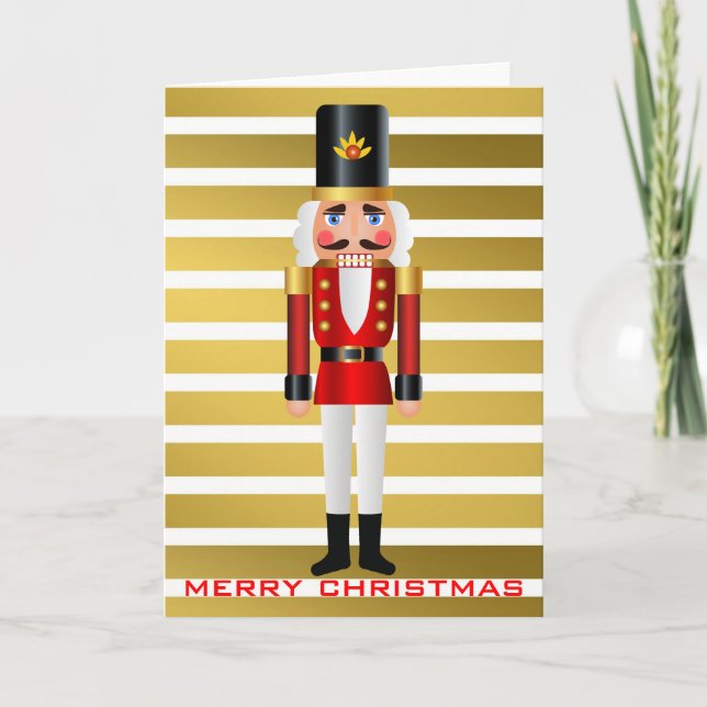 Red and Gold Nutcracker 2 Holiday Card (Front)