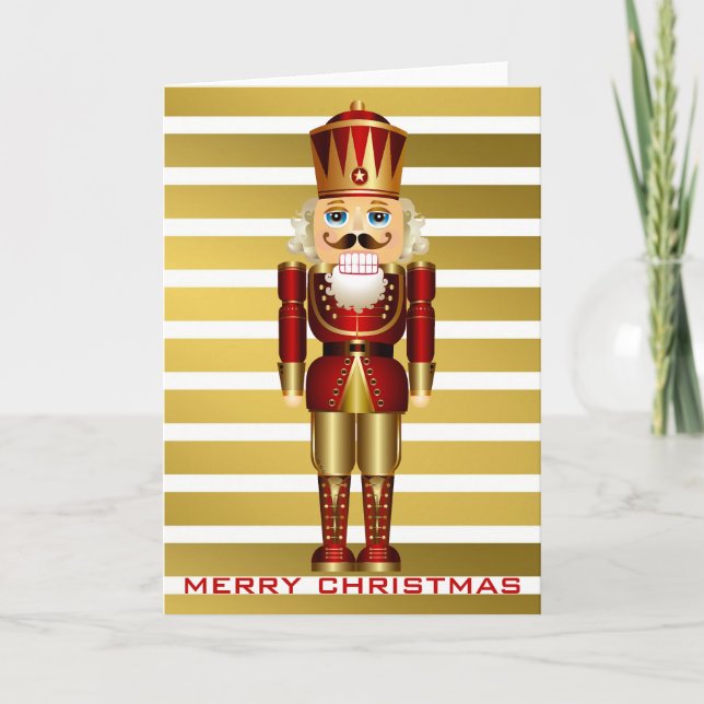 Red and Gold Nutcracker Holiday Card (Front)
