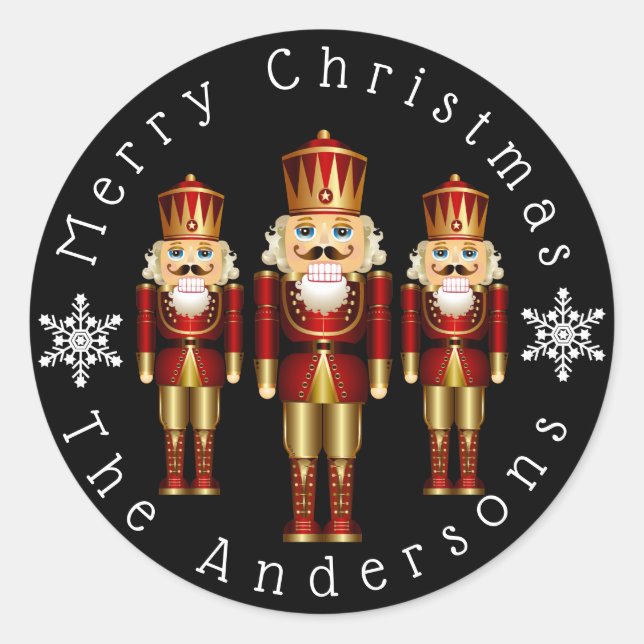 Red and Gold Nutcracker Personalise Classic Round  Classic Round Sticker (Front)