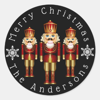 Red and Gold Nutcracker Personalise Classic Round Sticker