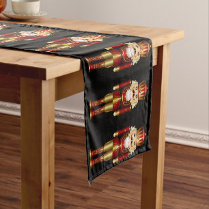 Red and Gold Nutcrackers Black Background Medium T Medium Table Runner