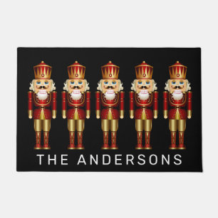 Red and Gold Nutcrackers Personalise Doormat