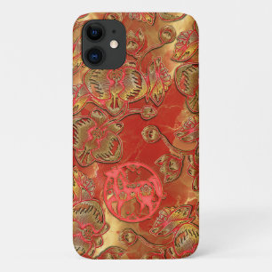 Red and Gold Orchid Chinese New Year Horse Lunar iPhone 11 Case