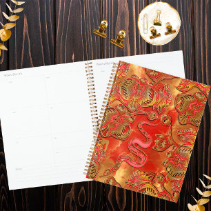 Red and Gold Orchid Chinese New Year Snake Planner