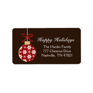 Red and Gold Ornament Holiday Address Labels