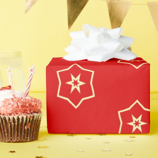 Red and Gold Ornamental Design Wrapping Paper (Birthday Party)
