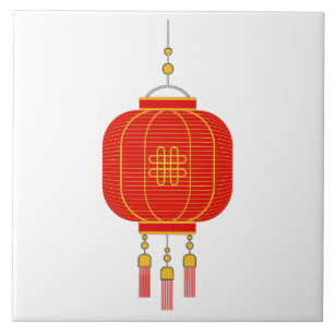 Red and gold paper lantern  ceramic tile
