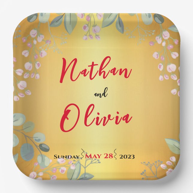 Red and Gold Paper Plate (Front)