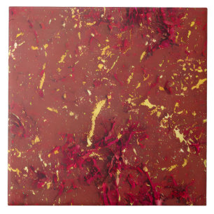 Red and Gold Pattern Ceramic Tile