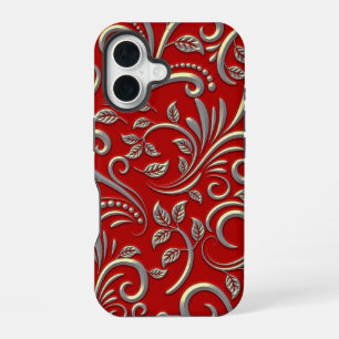 Red and gold pattern  iPhone 16 case