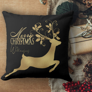 Red And Gold Plaid Merry Christmas Couch Cushion