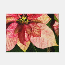 Red and Gold Poinsettia Door Mat