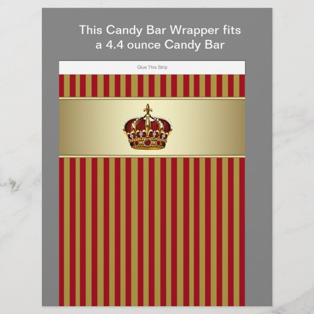 Red and Gold Prince Baby Shower Candy Bar Wrapper (Front)