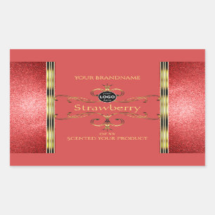 Red and Gold Product Labels Glitter Borders Logo