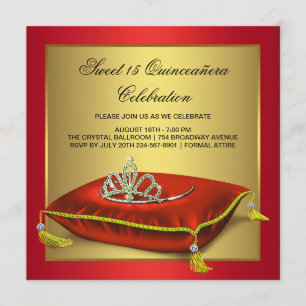 Red and Gold Quinceanera Invitation