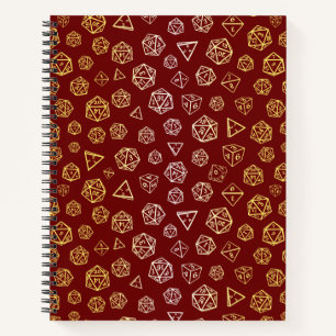 Red and gold roleplaying dice d20 gamer notebook
