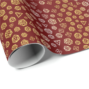 Red and Gold Roleplaying Dice Wrapping Paper