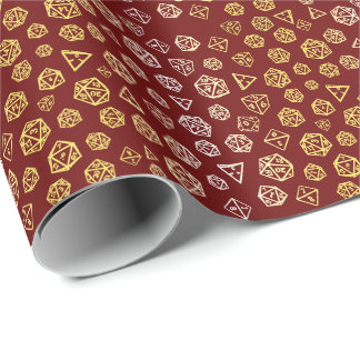 Red and Gold Roleplaying Dice Wrapping Paper