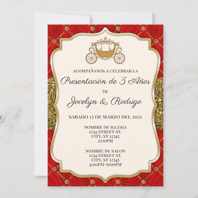 Red and Gold Royal Invitation Card (Front)