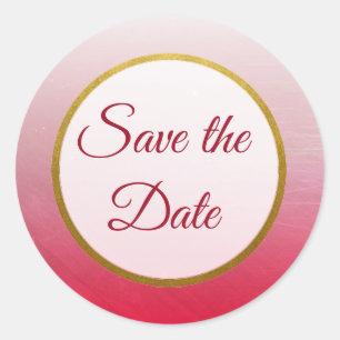 Red and Gold Save the Date Wedding Stickers