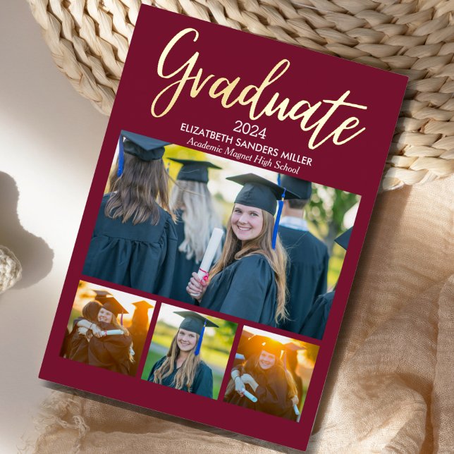 Red and Gold Script photos collage for graduated (Creator Uploaded)