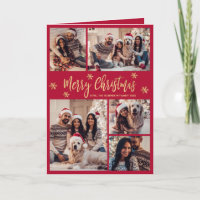 Red and Gold Snowflake 6 Photo Collage Christmas 