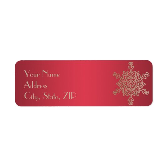 Red and Gold Snowflake Return Address Return Address Label