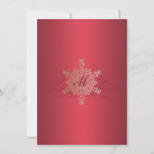 Red and Gold Snowflake Wedding Invitation (Front)