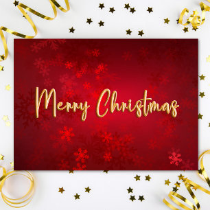 Red and Gold Snowflakes Classic Christmas Holiday Card