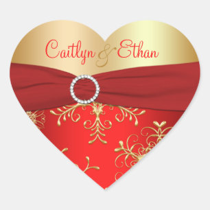 Red and Gold Snowflakes Wedding Sticker