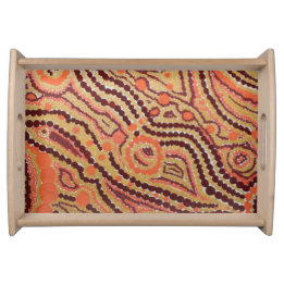 Red and Gold Space Serving Tray