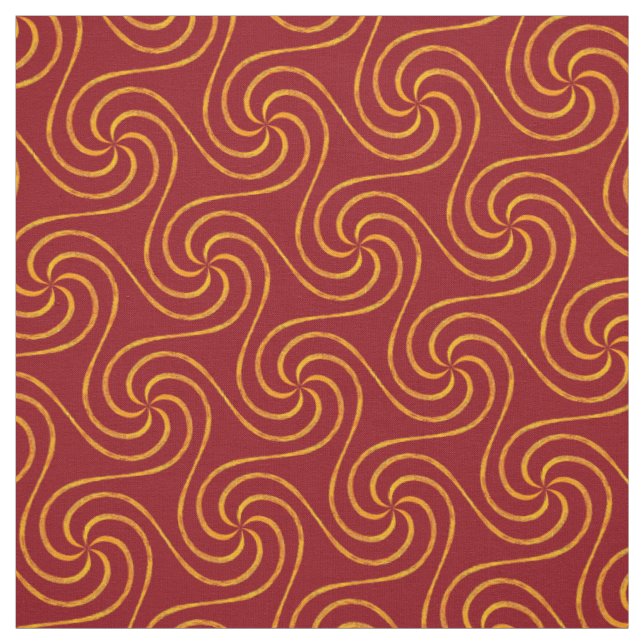Red and Gold Spirals Christmas Pattern Elegant Fabric (Swatch)