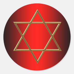 Red and Gold Star of David Bar Mitzvah Stickers