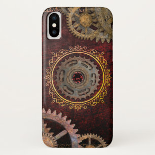 Red and Gold Steampunk Gear iPhone X Case