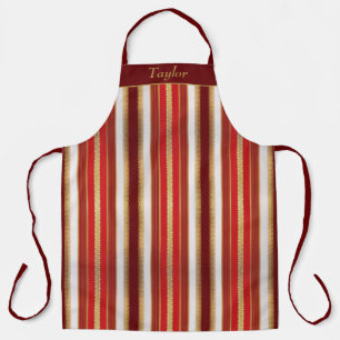 Red and Gold Stripe Personalised Apron