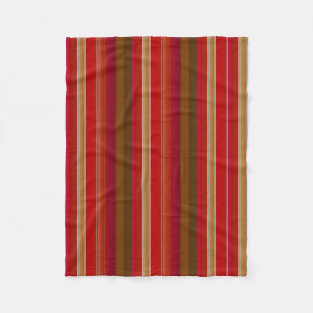 Red and Gold Stripes Fleece Blanket (Front)
