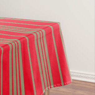 Red and Gold Stripes Tablecloth