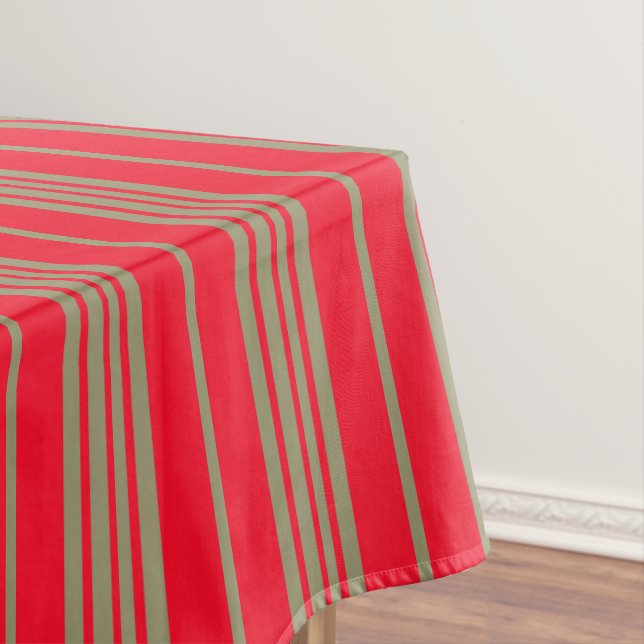 Red and Gold Stripes Tablecloth (In Situ)