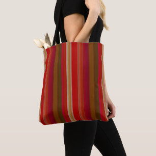 Red and Gold Stripes Tote Bag