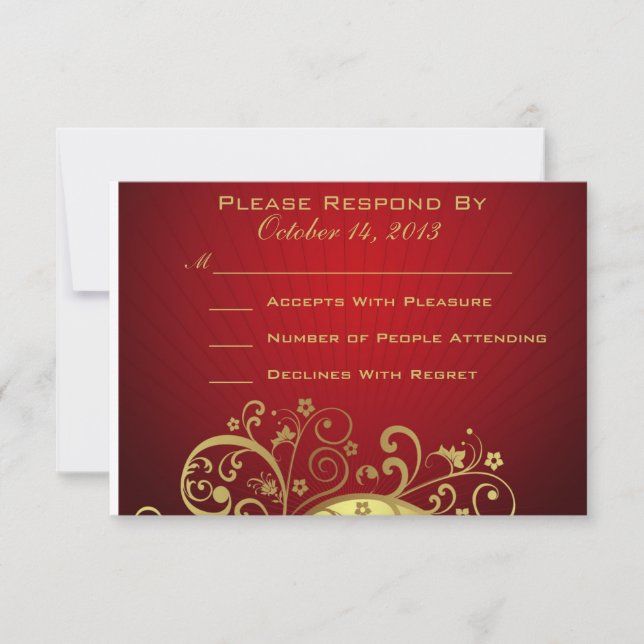 Red and Gold Swirl Reply Card (Front)
