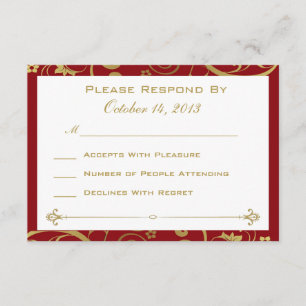 Red and Gold Swirl RSVP Card