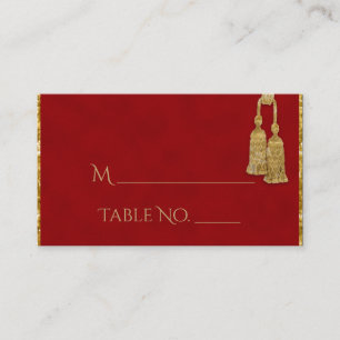 Red and Gold Tassel Indian Wedding Place Cards