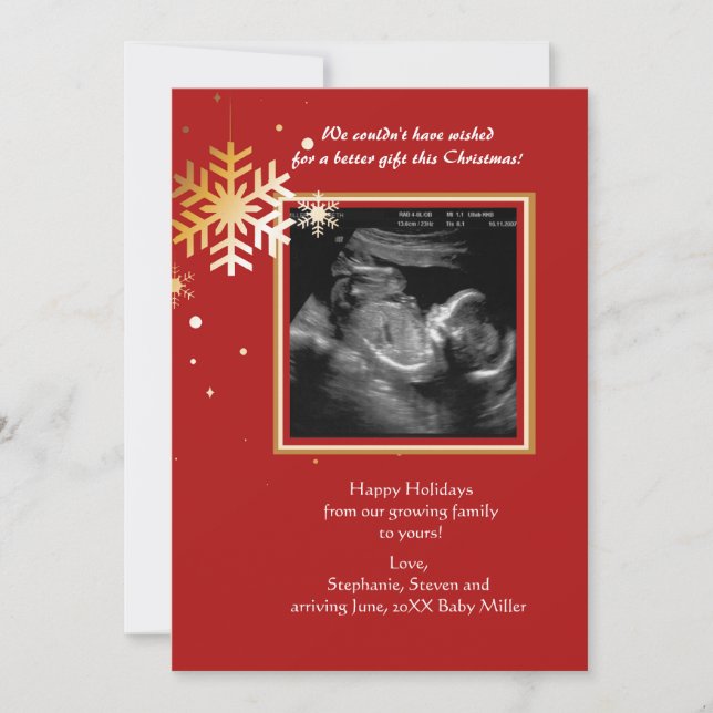 Red and Gold Ultrasound Holiday Card (Front)